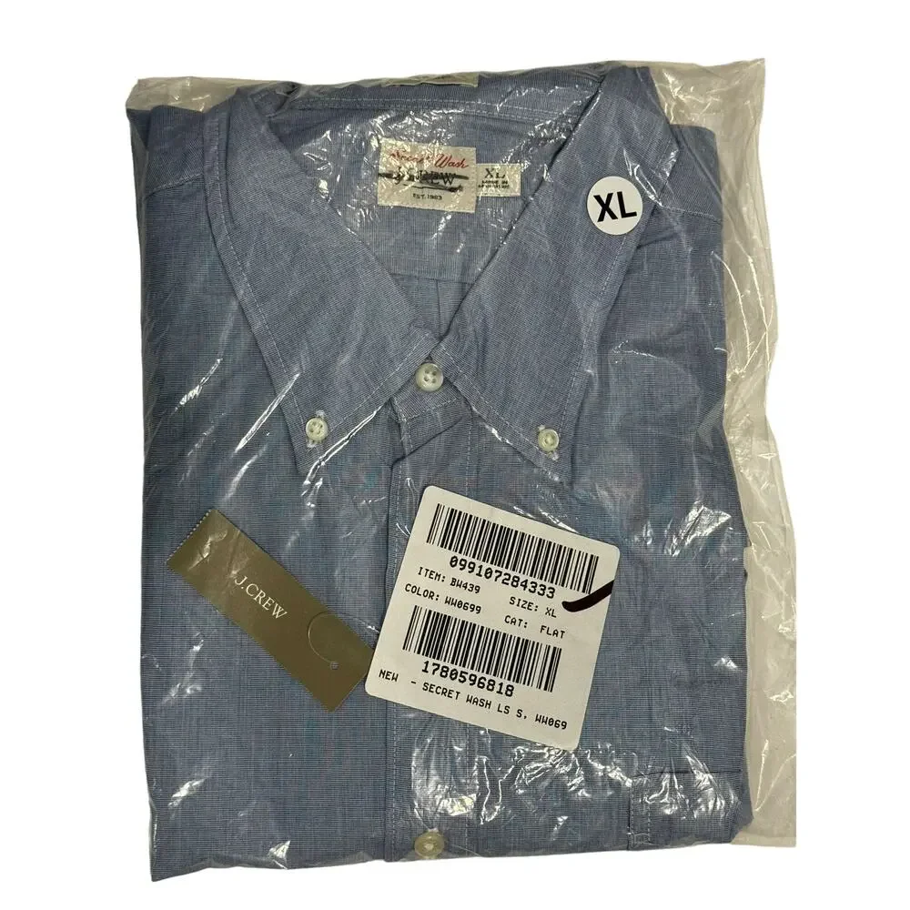 J.Crew Secret Wash Cotton Poplin Button Up Shirt Waterfall XL Casual NWT